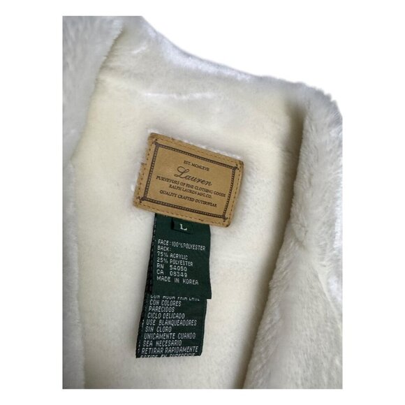 RALPH LAUREN Faux Fur White Cream Business Casual Designer Jacket Womens Large - Picture 6 of 7
